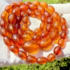 Antique Königsberg Baltic Amber Necklace, Faceted Graduated Beads, Natural Amber