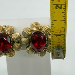 Vintage Coro Earrings Wired Petals Gold Tone Red Lucite Centers Clip On Signed