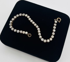 Vtg CZECH Screw-back Cluster EARRINGS and BRACELET SET-Gold Tone-RHINESTONE