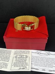 Vintage Kenneth Jay Lane (KJL) Gold Tone Mesh Bracelet – 7” – Boxed w/ COA