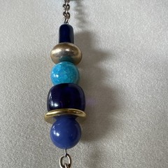 Vintage Chicos Turquoise Color Navy Blue Necklace Ceramic Acrylic Mixed Metal