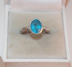 Sterling Silver 8×10 Oval London Blue Topaz Bezel size 7.5 Ring 5g 9f 34