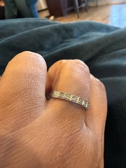 art Deco 7 Stone Single Cut diamond 14k band wedding estate antique ring