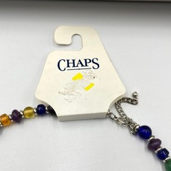 Vintage Chaps Multi-Color Bead Statement Necklace Silver Tone Boho Fashion Retro
