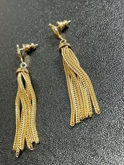 Vintage 2” Gold Tone Chain Tassel Dangle Earrings
