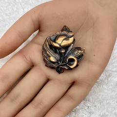 Vintage Copper Flower Brooch Pendant Art Nouveau Style 1.75″