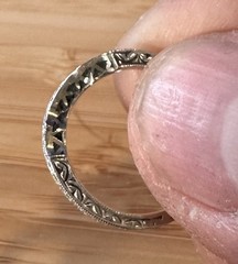 Art Deco 14k White Gold Diamond Wedding Engagement Ring Set Handcrafted Filigree