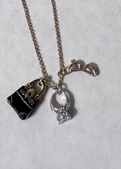 Vintage Juicy Couture 3 Charm Necklace Purse Ring Glasses & LOVE Bracelet in BOX