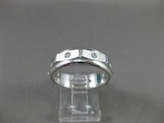 ESTATE WIDE 0.24CTW DIAMOND 14KT WHITE GOLD BRICK DESIGN ETOLIE MENS RING #17839