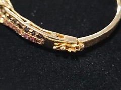 Beautiful Vtg Authentic Ruby Sapphire CZ Cubic Zirconia Gold Plated Bracelet
