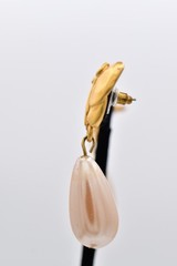 Givenchy Vintage Butterfly Pearl Drop Earrings Brushed Gold Signed 1980s 9D