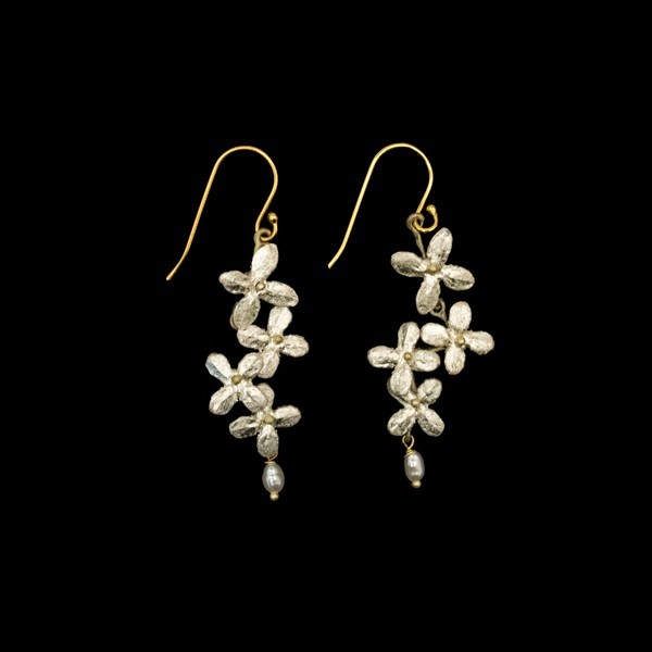 MICHAEL MICHAUD WHITE HYDRANGEA DANGLE WIRE EARRINGS 3863