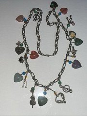 Vintage Glass Heart Music Ballerina Dangle Charm Necklace 28 In