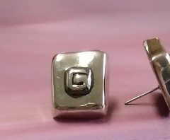 Vintage Sterling Silver 925 Mexico Geometric Square Stud Earrings 1/2″ Modernist