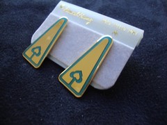 VINTAGE SAMUEL HUANG DESIGNER CLOISONNE RETRO ABSTRACT AQUA ENAMEL STUD EARRINGS