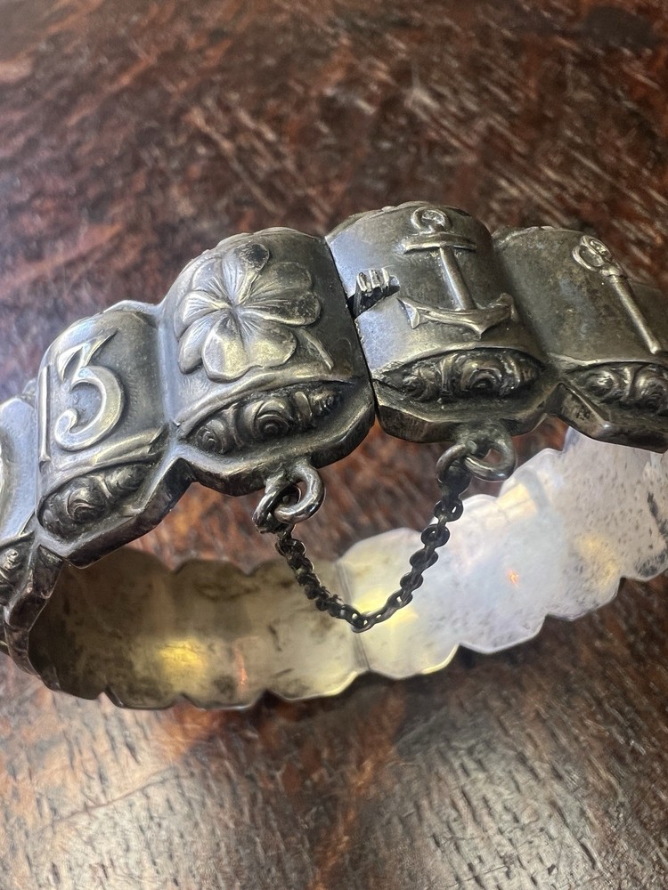 Vintage David Andersen Norway Sterling Silver Saga Hinged Bracelet