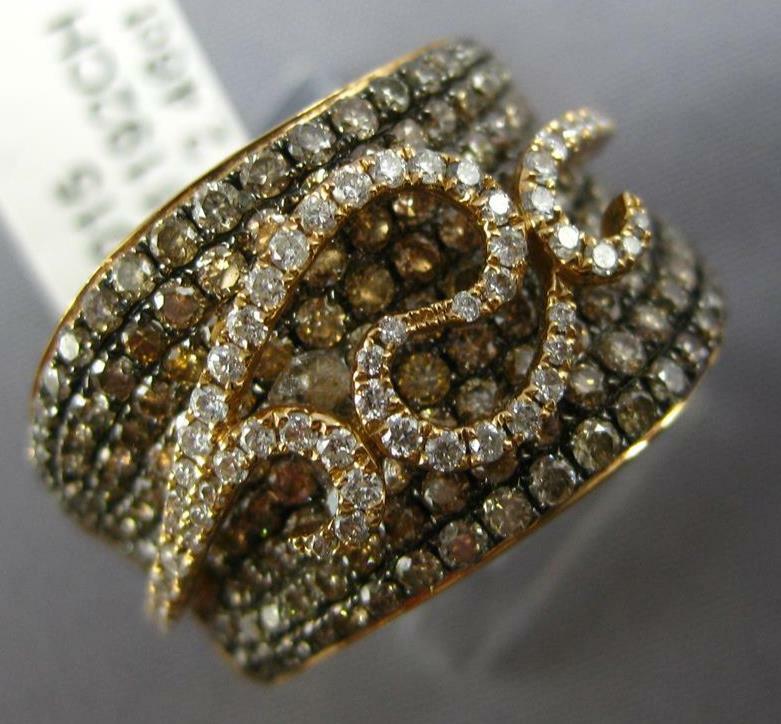 2.46CT WHITE & CHOCOLATE FANCY DIAMOND 18K ROSE GOLD MULTI ROW FILIGREE FUN RING