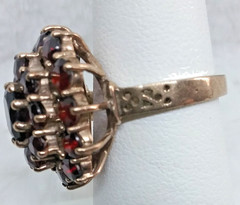 Vintage 1950’s Bohemian Red Garnet Cluster 14K Gold Ring – 6 Grams
