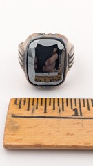 Vintage Sterling Silver Ring Hematite Stone Cracked Broken Size 11.25
