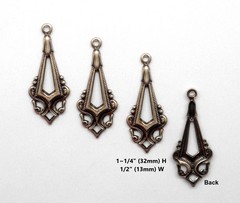 #0503 ANTIQUED GOLD OPEN CENTER TEARDROP W/TOP HANG RING – 4 Pcs