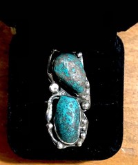 Native American Turquoise Sterling Silver Ring Old Pawn Antique Navajo 7.5