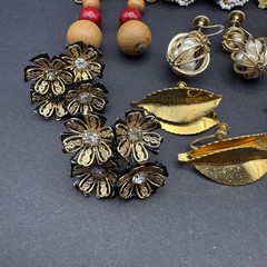 Lot of 9 Pairs Vintage Retro Clip On Screw Back Earrings Mixed Materials Styles