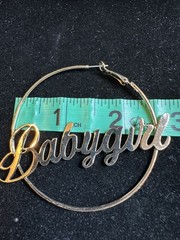 Vintage Baby Girl 17” Necklace and 2.5” Earrings Gold Tone 2 Pieces Set
