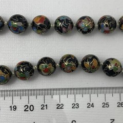 Vtg 12mm Chinese Cloisonne Knotted Bead 26″ Necklace Filigree Clasp