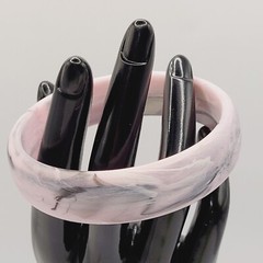 Pink Marble Swirl with Gray Black Abstract Chunky 1990s Bangle Bracelet