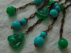 antique metal plastic Buddah dangles beads pendant necklace