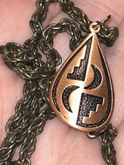 Vintage WM Co Wheeler Copper Southwest Moon Pendant Necklace Modernist 16” 15g