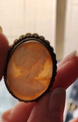 Antique Vintage Italian PA 800 Silver Carved Shell Cameo Pendant Brooch