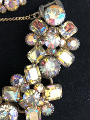 VINTAGE JULIANA AB RHINESTONES /GOLD TONE 5 LINK BRACELET AND EARRINGS SET