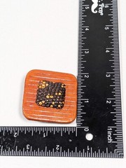 Vintage Unique Brown Leather Wrapped Wood Look Square Large Clip Earrings