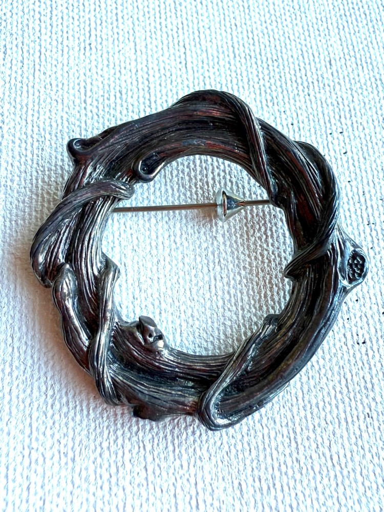 Mignon Faget Vintage Sterling Silver Pin Brooch Fences Collection, 23g, 45mm Dia