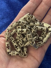 Vintage Sterling Roman Cross Shield &Columns Barrel Bead Handmade Necklace Nice!