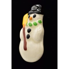 Flying Colors Vintage Snowman Pin Brooch Christmas Holiday Ceramic Signed BinAH