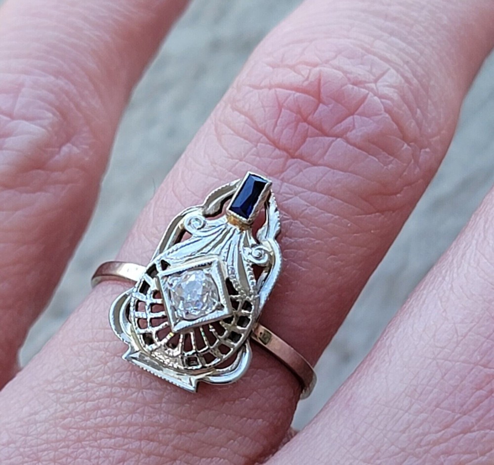 Vintage Circa 1900’s Filigree Ring 2 Ct Round Lab Created Diamond 10k White Gold