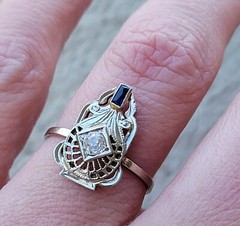 Vintage Circa 1900’s Filigree Ring 2 Ct Round Lab Created Diamond 10k White Gold