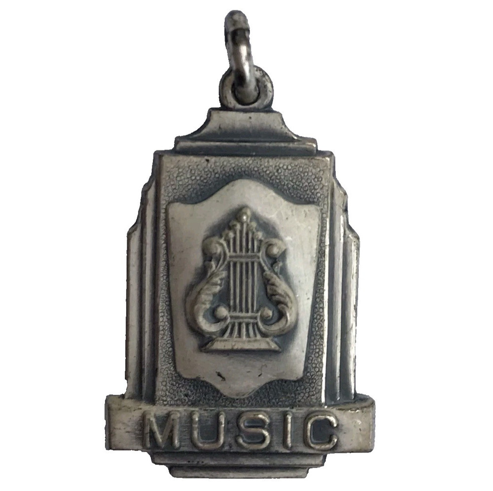 Sterling Silver MUSIC Charm Old School Award Art Deco Style .925 6grams NOS