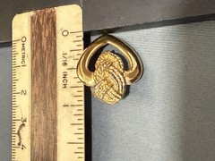 Vintage Gold Tone Heart Earrings Textured Knot Top Open Heart Love Retro Studs