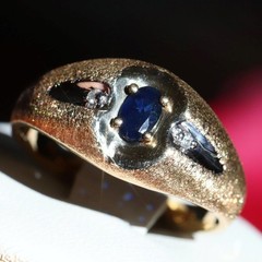 10k yellow gold 0.30ctw natural diamond ring sapphire sz 10 heated 2.63g Romance