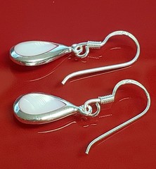 925 Pink Chalcedony Teardrop 1in Drop Earrings Sterling Silver Bezel Set Pear