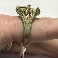 Vintage ESPO 14K GE Gold Plated Mother of Pearl & Crystal Ring varied sizes