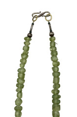 Vintage Chunky Green Prehnite Beaded Chip Nugget Necklace Handmade 18″ Choker