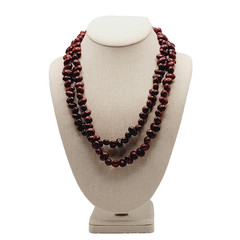 Artisan Hand Strung Red Seed Nut Bead Single Strand Infinity No Clasp Necklace