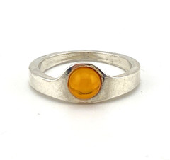 Modernist Minimalist Sterling Silver Baltic Amber Cigar Band Ring Size 8.5
