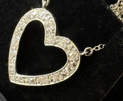 Antique Vintage Diamond Heart Pendant 14k White Gold