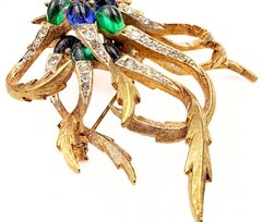 Rare Marcel Boucher Limited Edition Gripoix Cabochon Pave Rhinestone Brooch Pin