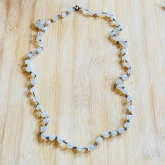 VTG Italian opalite glass faceted bicone beads Necklace Art Deco Italy 32″